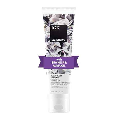 IGK - EXPENSIVE - Clear Hair Gloss Treatment ? Shine-Boosting Top Coat for Glass Hair ? Hair Treatment for Smooth, Polished Finish ? Clear Gloss for Hair Sheen and Silkiness - Cruelty Free 4.2oz