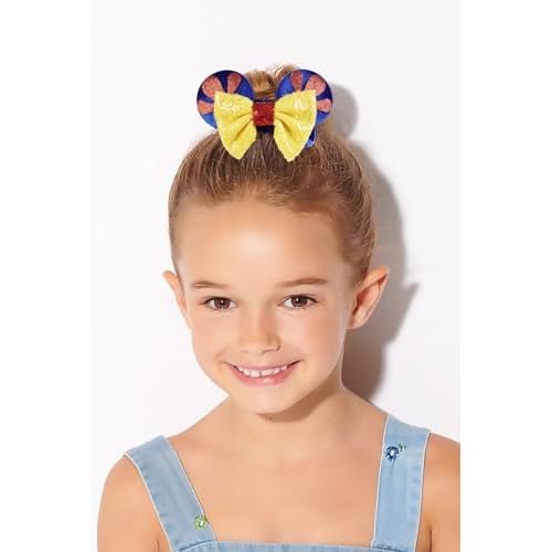 WOVOWOVO Mouse Ear Hair Scrunchies, 2 Count Snow White Mouse Ears Hair Scrunchies for Women, Cute Velvet Hair Ties for Ponytail Party Favors Cosplay Costume Cute Hair Accessories