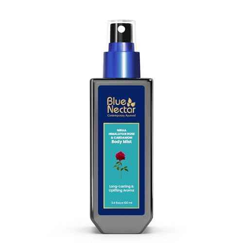 Blue Nectar Uplifting Body Mist with Himalyan Rose and Cardamom for long lasting freshness and aromatic body odor (3.4 Fl oz)
