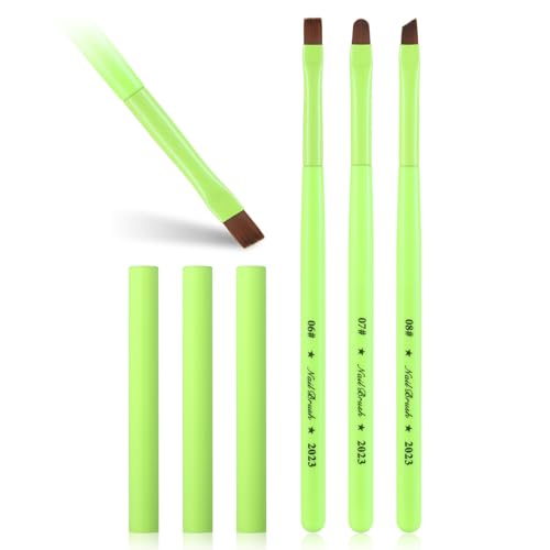 3PCS Nail Clean Up Brushes for OPI Nail Polish Remover, Brushes for Cleaning Polish Mistakes on the Cuticles, Acetone Resistant Nail Brush for Nail Art and Designs£¨Fluorescent Green £©