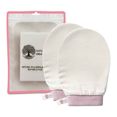 ? Vegan Silk Exfoliating Glove (2pcs) for Face, Body, and Hands | Natural Body Scrubber for Dead Skin Removal | Exfoliating Mitt Eco-Friendly, Perfect for Spa, Bath, and Shower