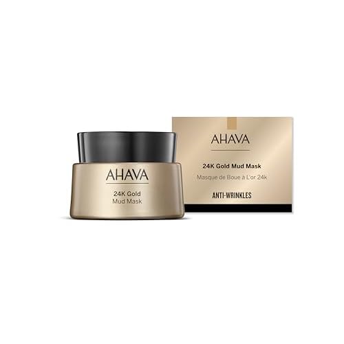 AHAVA 24K Gold Mineral Mud Mask - Luxury Mud Mask for Refined, Luminously Radiant Skin, Smoothes, Firms & Illuminates, includes 24K Gold, Osmoter, Dead Sea Mud, Matrixyl & Hyaluronic Acid, 1.7 Fl.Oz