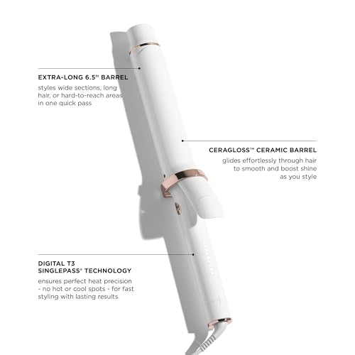 T3 SinglePass Curl X Extra-Long Barrel 1", 1.25", 1.5" Curling Iron with 9 Heat Settings and Ceramic Barrel for Fast Styling and Lasting Results on All Hair Types