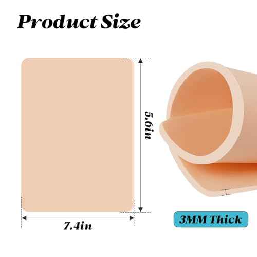15Pcs 3MM Tattoo Practice Skins - Worldget Double Sided Fake Skin for Tattooing, 7.4"x5.6" Silicone Tattoo Skin Kit for Machine Practice, Beginners & Pros