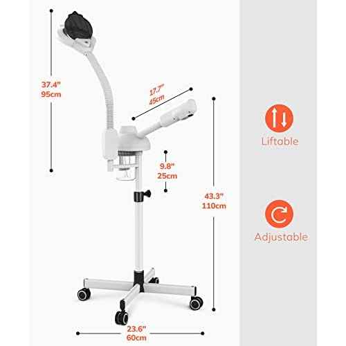 TASALON Professional 2 in 1 Facial Steamer With 5X Magnifying Foldable Arm, Ozone Mist Steamer for Face, Salon Spa Beauty Skin Care Equipment