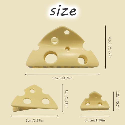 6PCS Cheese Claw Clips, Big and Small Plastic Hair Barrettes, Non-slip Large Hair Clips for Women, Strong Hold jaw clip for Thick Thin Hair Hair Accessories