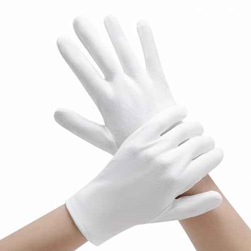 3 Pairs 100% Combed Cotton Gloves for Women & Men, White Cotton Moisturizing Gloves for Dry Hands Sleeping, Eczema Overnight, Work Glove Liners, SPA, Etiquette, Care of Artworks & Jewelry & Archival