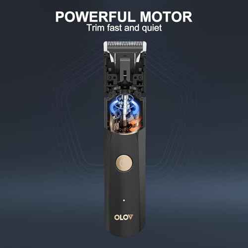 OLOV Electric Body Hair Trimmer - Groin Trimmer for Men - Bikini Trimmer Women - Wet/Dry Shaver Groomer, Replaceable Ceramic Blade Heads, USB Recharge Dock, Waterproof Hygiene Razor,Black