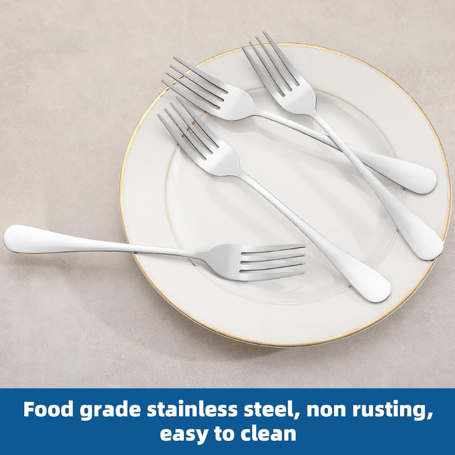 12-Piece Stainless Steel Dinner Forks Set - 7.5 Inch Silverware