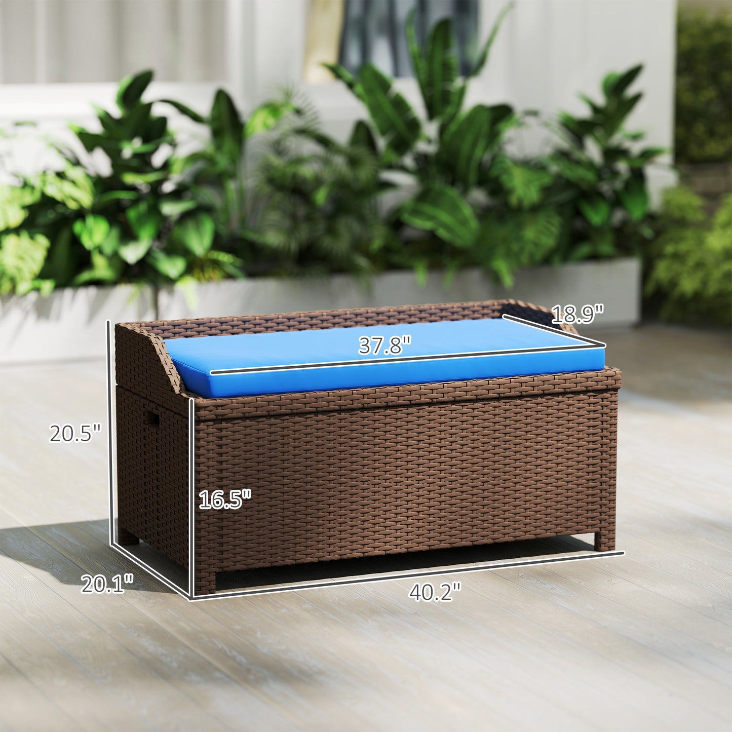 Outdoor Storage Bench with Cushion - Blue, 2-in-1 Design