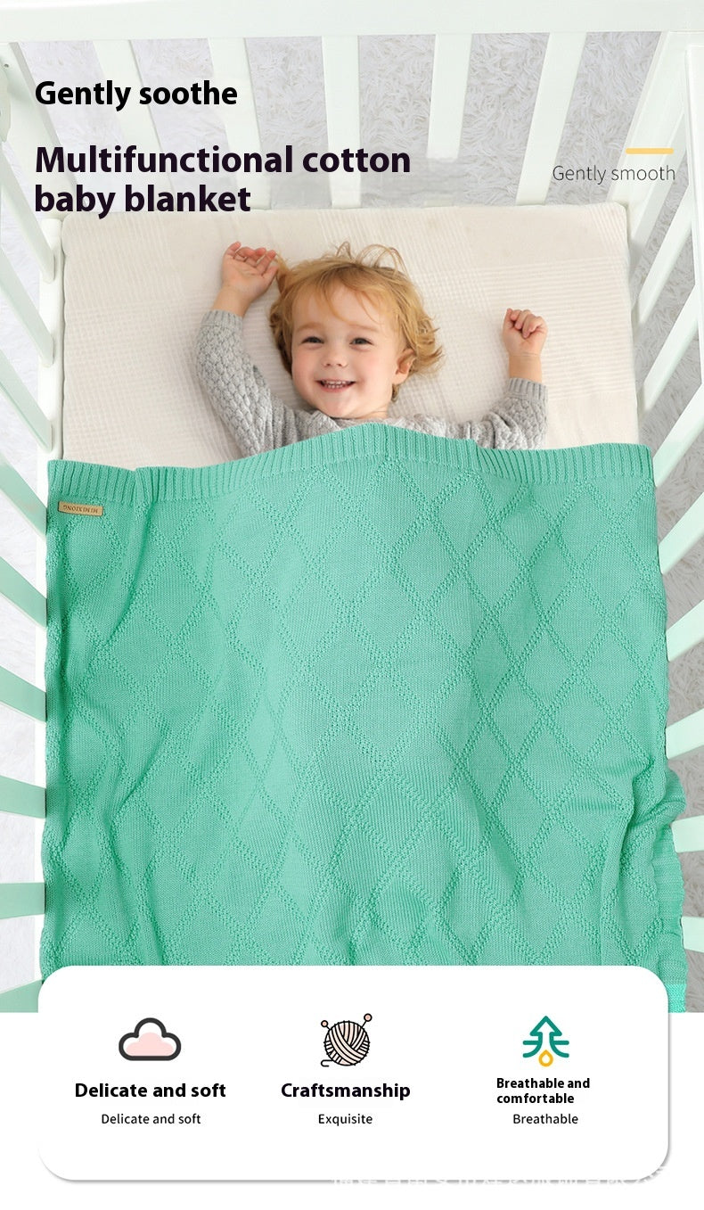 Baby Knitted Blanket 70x90cm Cotton Solid Color Bedding for Toddler
