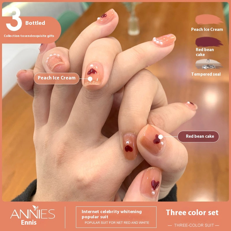Three-Color Gel Nail Polish Set for Manicure - Nude, Purple, Orange