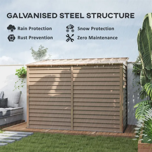 Galvanized Steel Garden Shed with Brown Finish, 38 sq ft Outdoor Storage