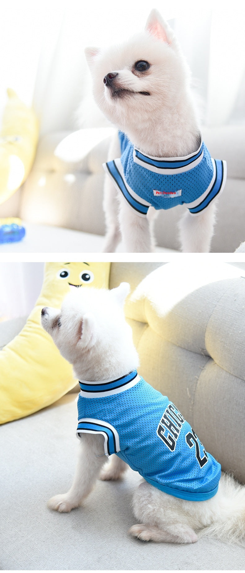 Large Mesh Basketball Dog Vest - Summer Pet Clothes for Active Dogs
