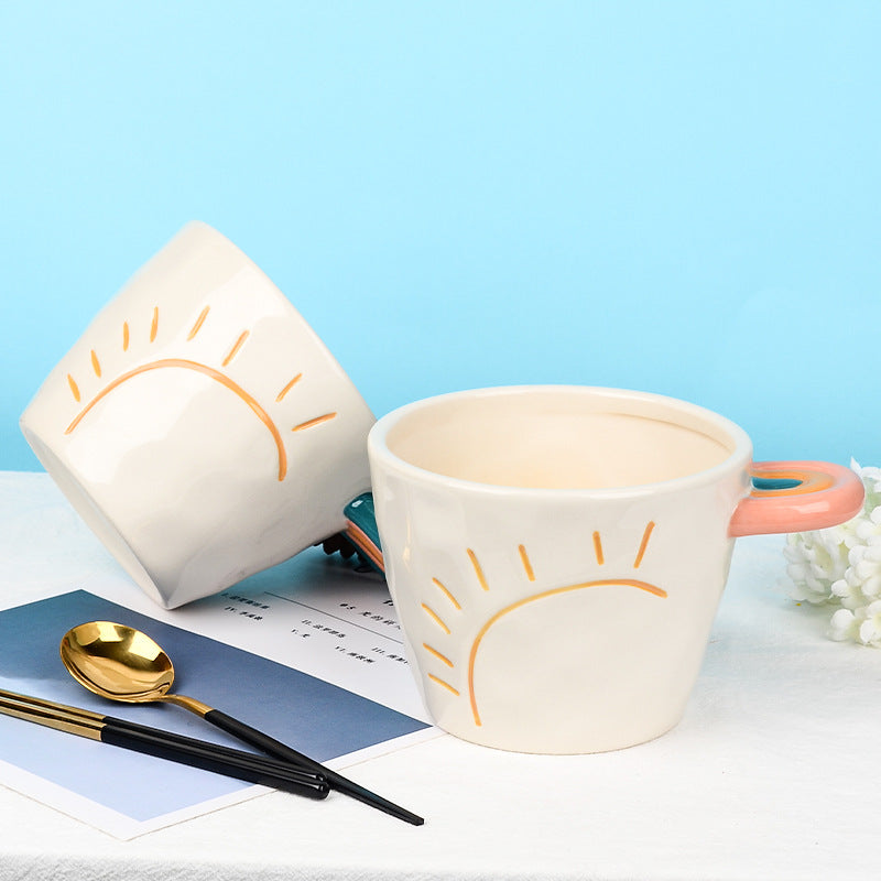 Hand Painted Ceramic Rainbow Bowl Set for Home Tableware - Multiple Colors