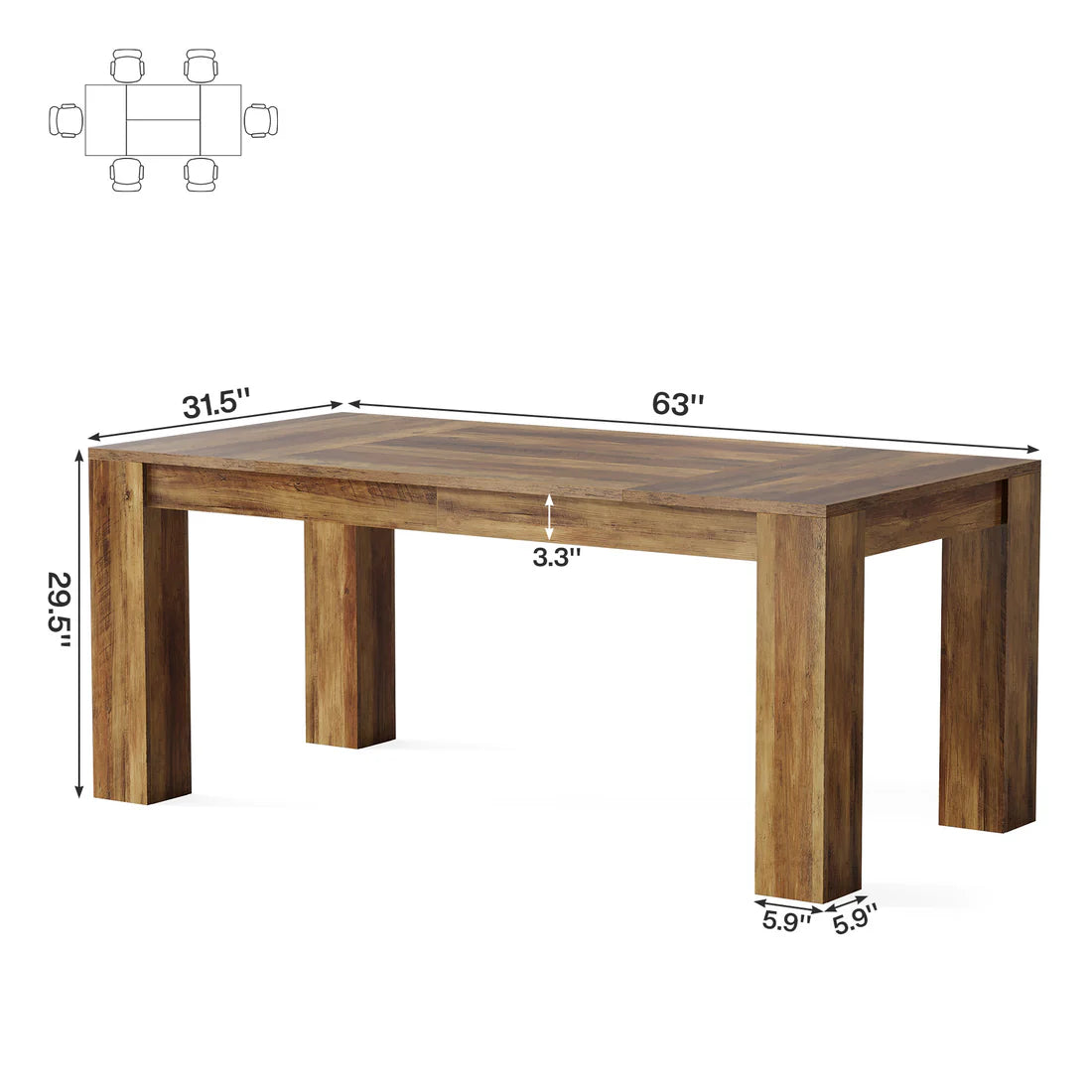 Rustic Brown Computer Desk - Minimalist Writing Table