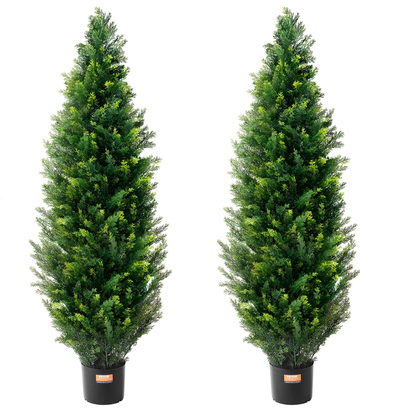 Artificial Cedar Topiary Tree 4ft UV-Resistant Outdoor Indoor Decor 2 Pack - Green