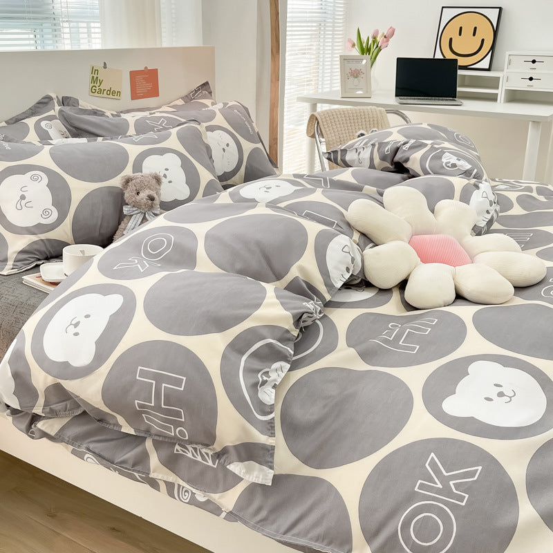 Simple Skin-Friendly Cotton Bedding Set - Multiple Sizes & Patterns