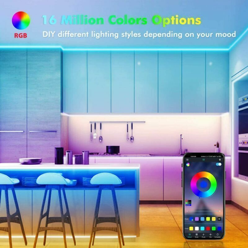 RGB LED Strip Lights Bluetooth Remote Control TV Backlighting 5-20m