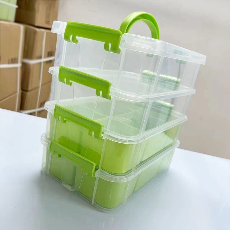 Portable Divided Drawer Storage Organizer for Household Use - White & Green