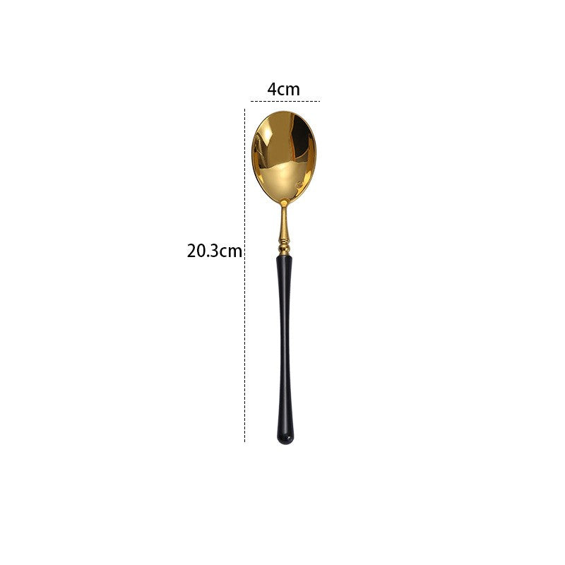 Stainless Steel Dinnerware Set with Black Gold Finish - Knife Fork Spoon