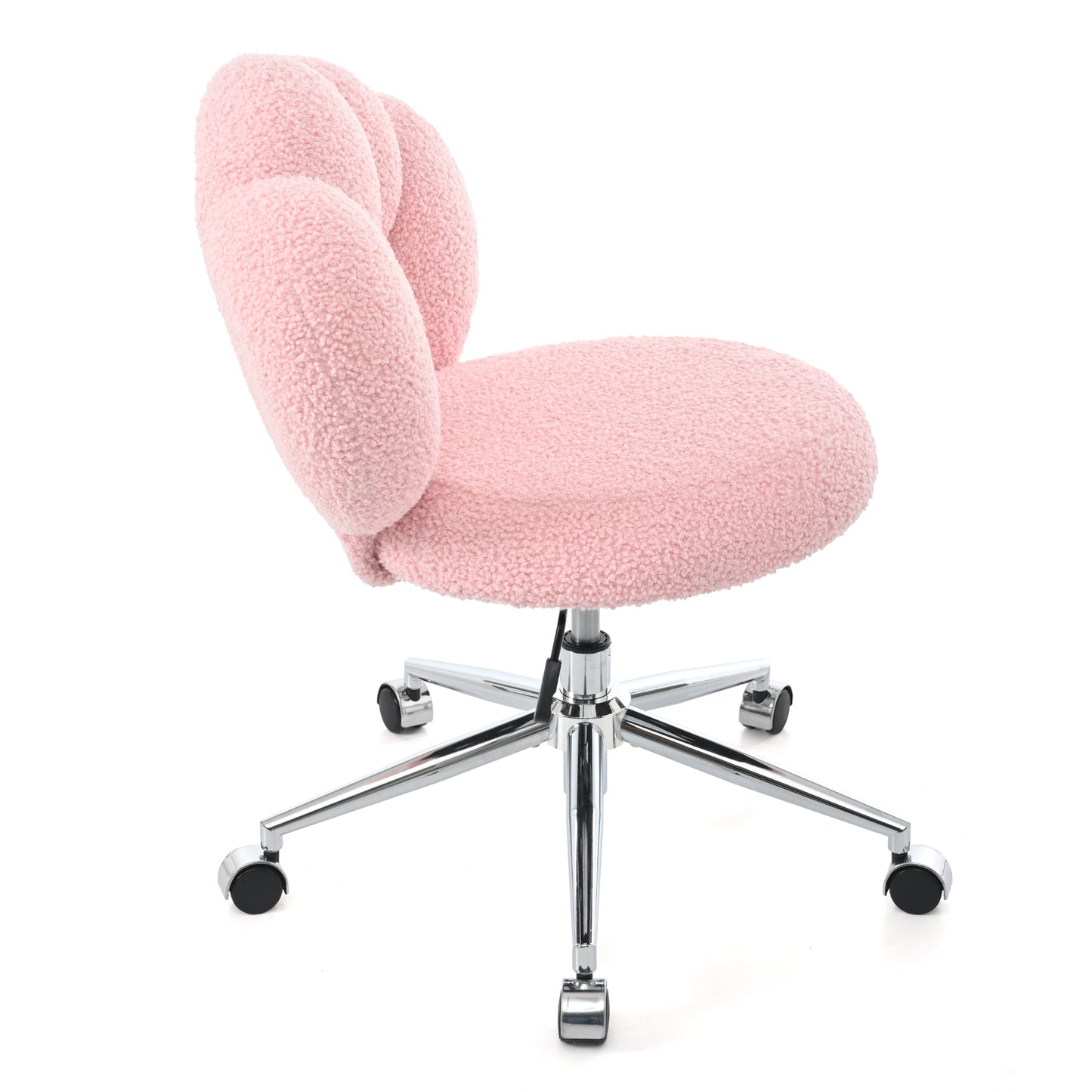 360° Swivel Height Adjustable Pink Teddy Fabric Office Chair