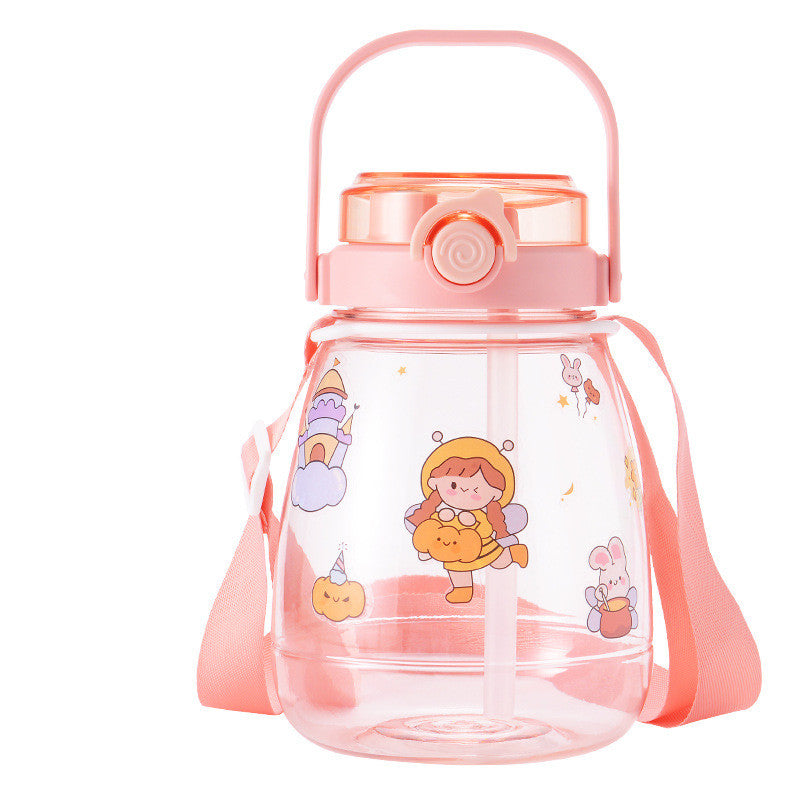 Children's Leak-Proof Plastic Water Cup with Straw - Double & Single Styles