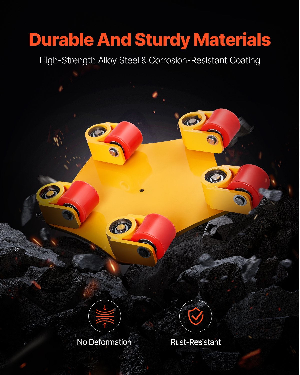 Heavy-Duty Machinery Moving Skate with Handle - 8800 lbs Capacity, 360° Rotation