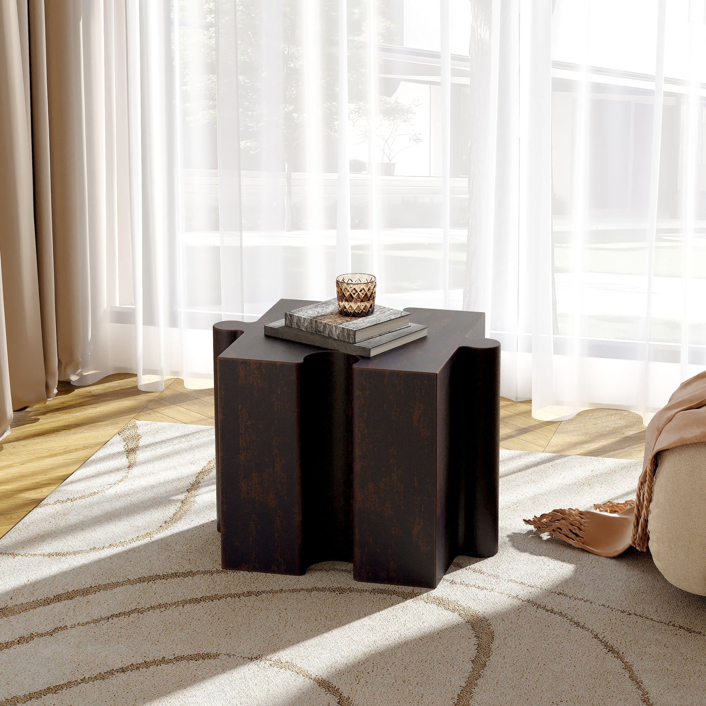 3-Piece Artistic Puzzle Table Set,Modular MGO Side Tables With