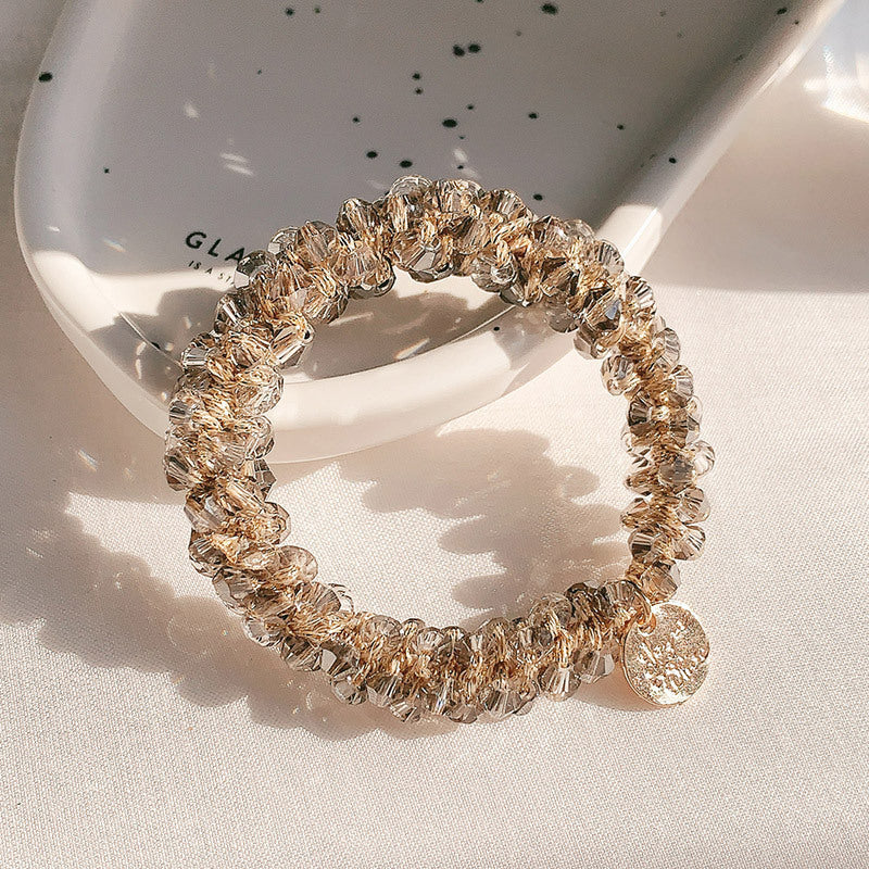 High-Grade Crystal Hair Tie & Headband Set - Dual-Purpose Hair Accessories