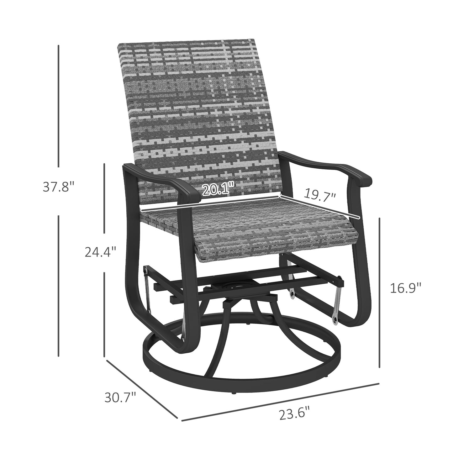 Wicker Rattan Outdoor Glider Chair Set of 2 - Gray
