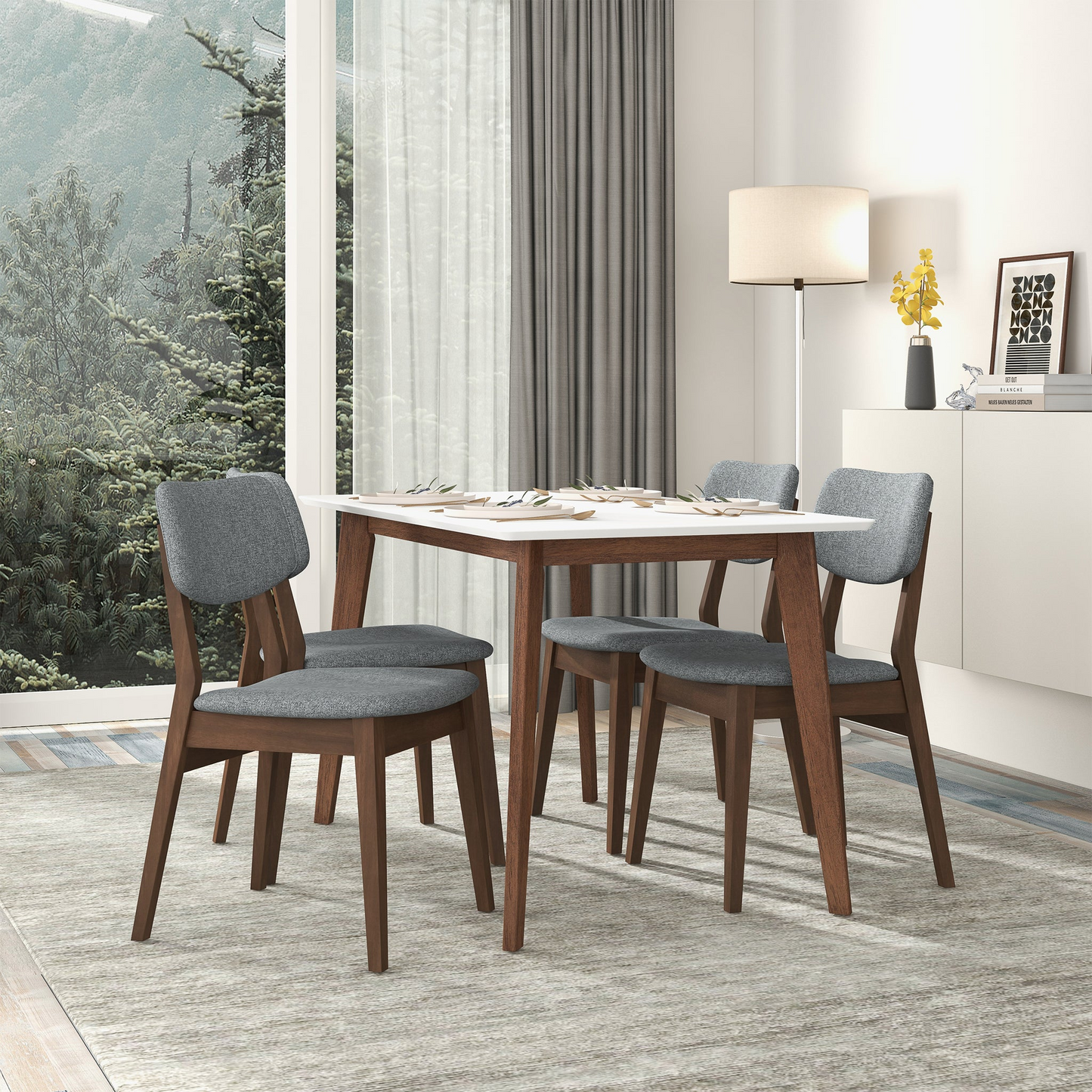 Carlos Dark Grey Fabric Solid Back Side Chair Set Of 2