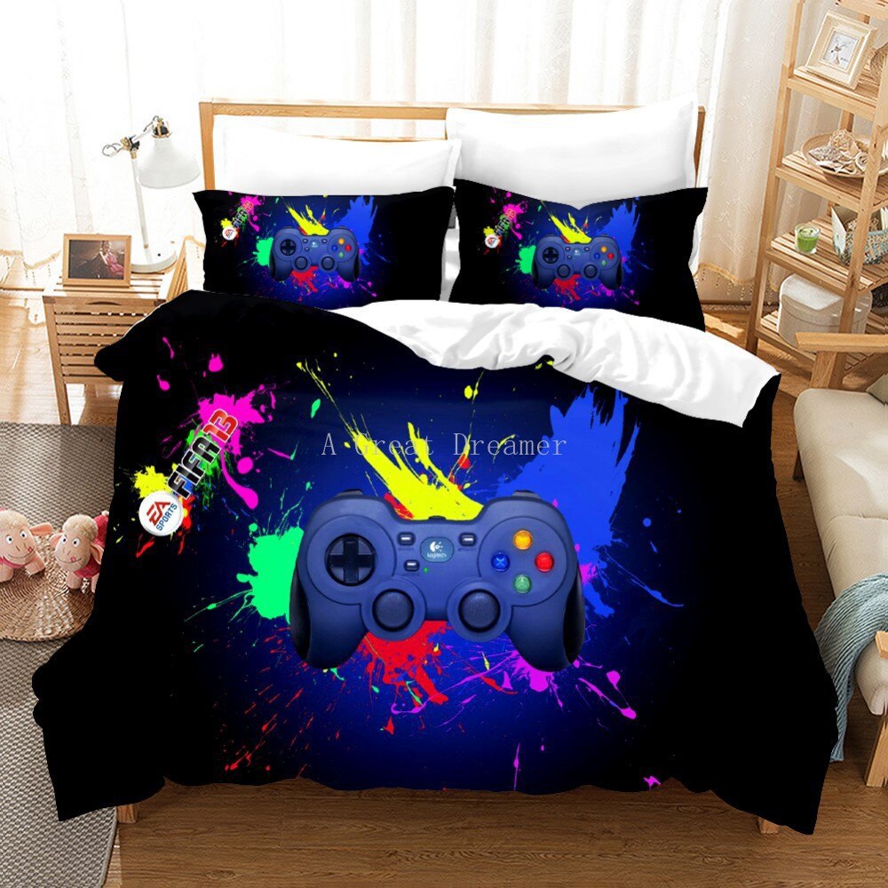 Digital 3D Game Controller Pattern Printed Bedding Set - Multiple Sizes