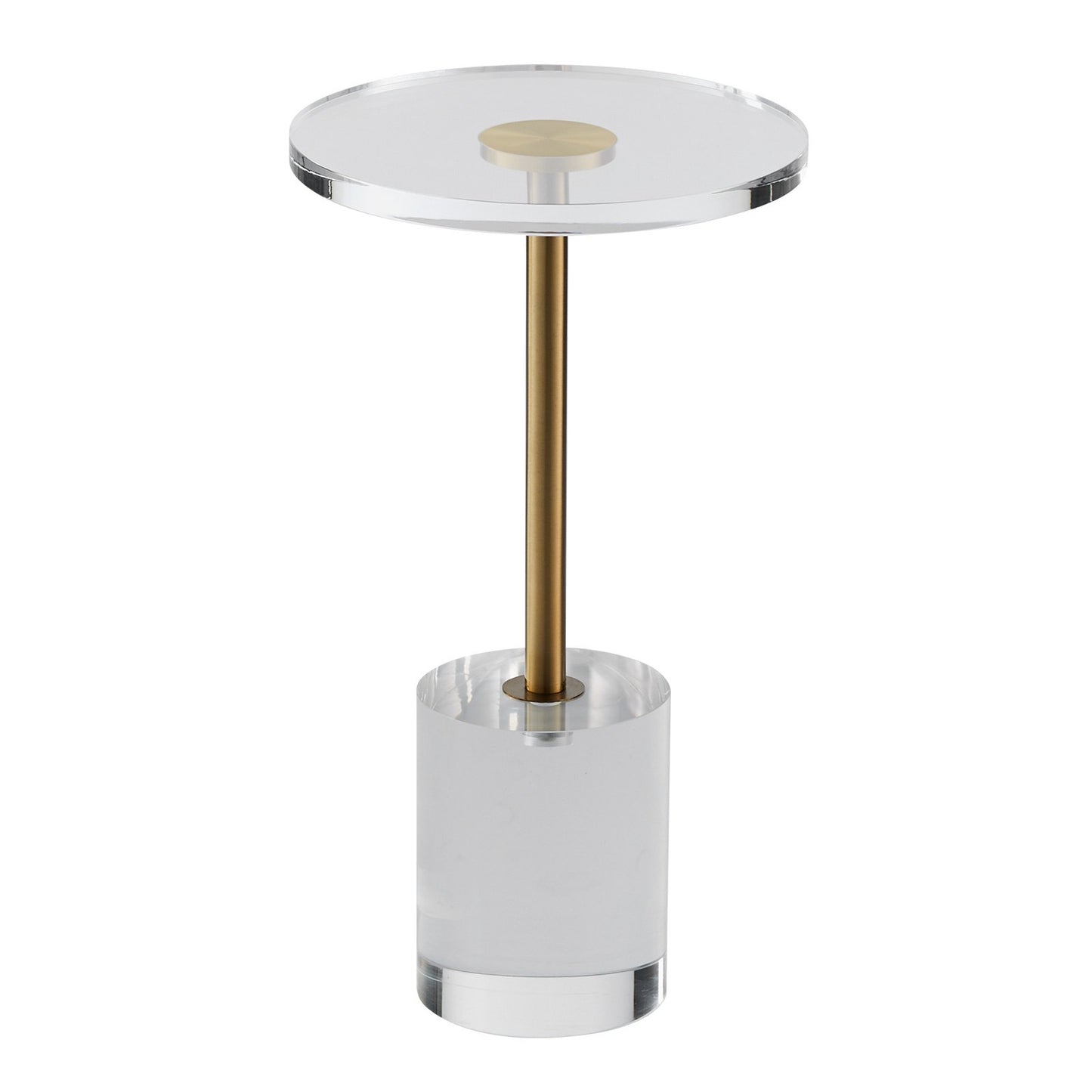 Clear Acrylic End Table - 21.4 Inch High Round Side Table