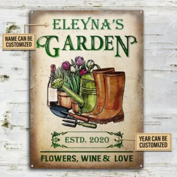 Personalized Vintage Metal Garden Sign - Plant Smiles & Grow Love