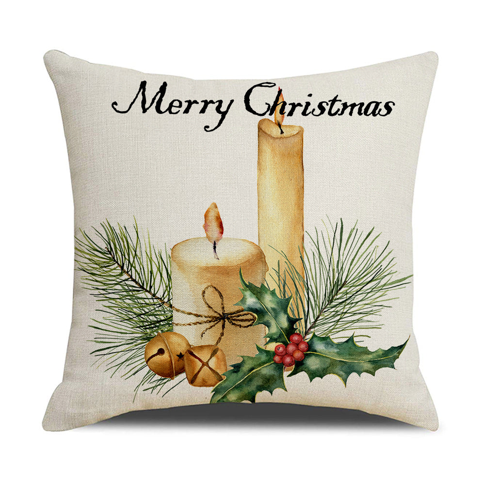 Watercolor Christmas Pillow Cover - Linen Fabric, Modern Holiday Decor