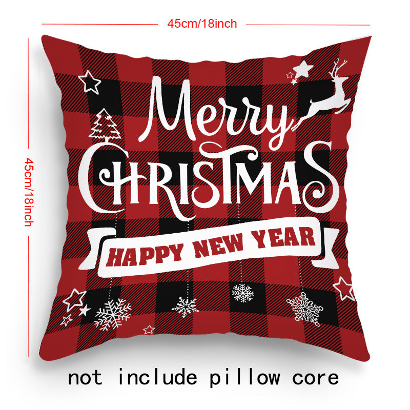 Holiday Cartoon Santa Claus Elk Pillow Cover 45x45cm Sofa Cushion Decor