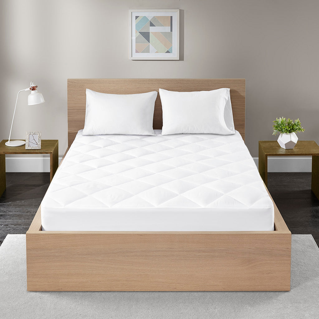 300 Thread Count Cotton Sateen Waterproof Mattress Pad - White