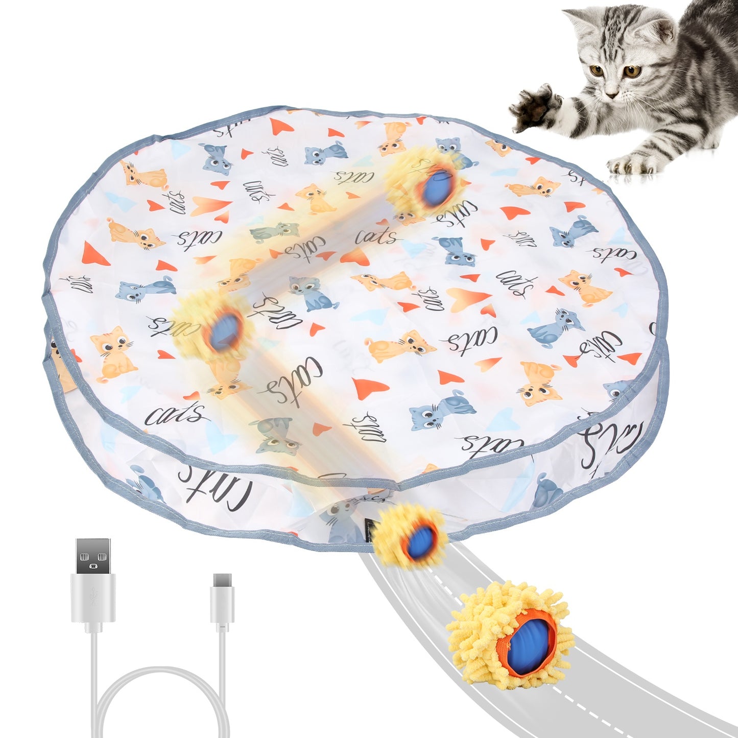 Interactive Cat Toy Ball with Rechargeable Motion Activation for Indoor Cats
