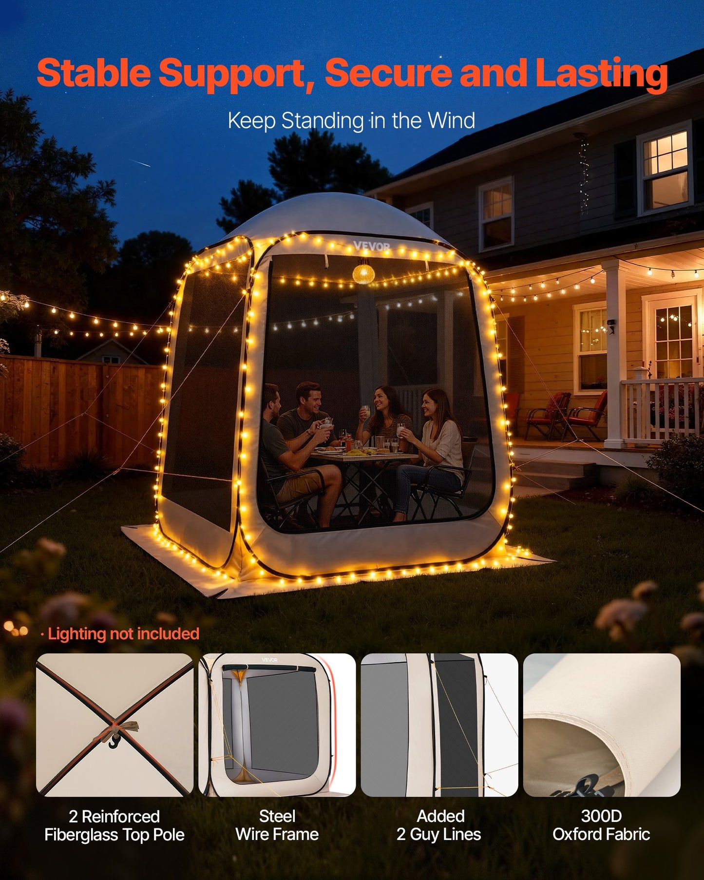 6x6 Ft Pop Up Screen House Tent with Mesh Sides & Carry Bag - Garden, Patio, Backyard