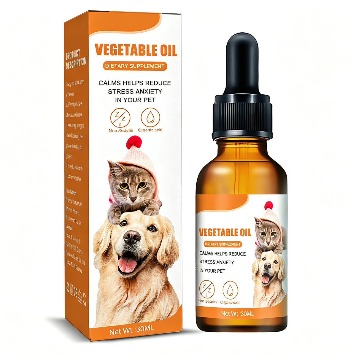 Pet Calming Hemp Oil for Dogs & Cats - Anxiety & Stress Relief Supplement 30ml