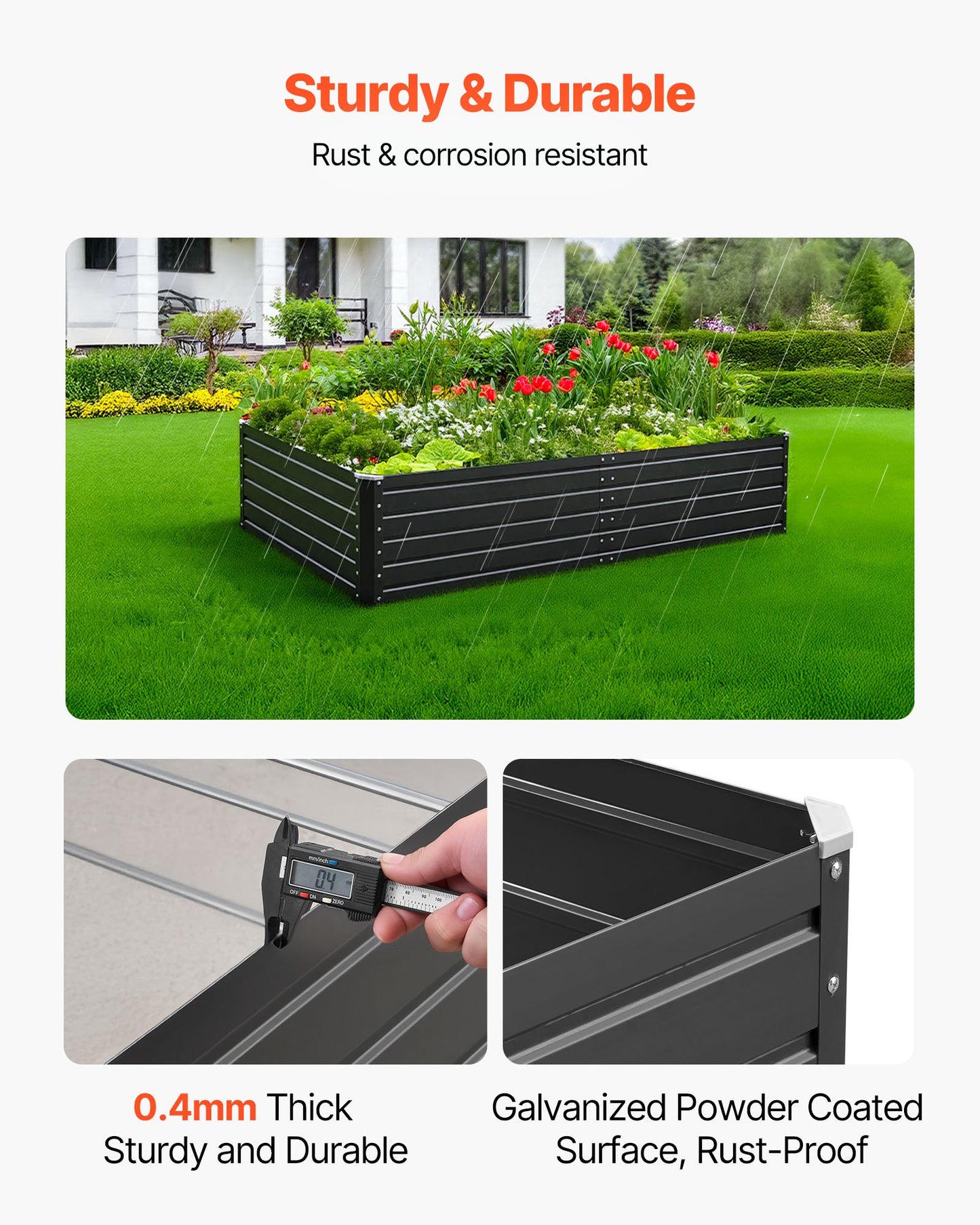 Black Metal Raised Garden Bed 6.7 x 3 ft Outdoor Planter for Vegetables Herbs