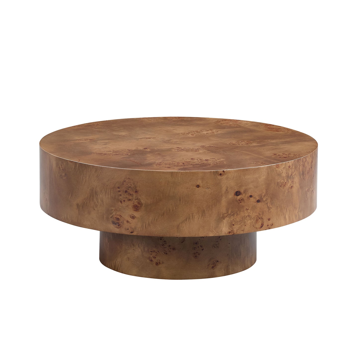 31.49'' Round Burl Wood Veneer Coffee Table - Walnut
