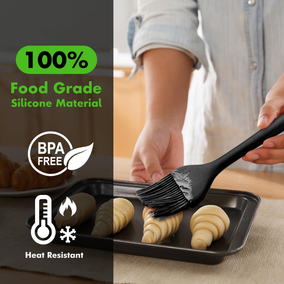 2-Pack Heat-Resistant Silicone Basting Brushes - Black