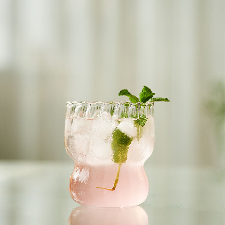 Vertical Grain Glass Chubby Cup - Modern Simple Drinkware for Home & Office