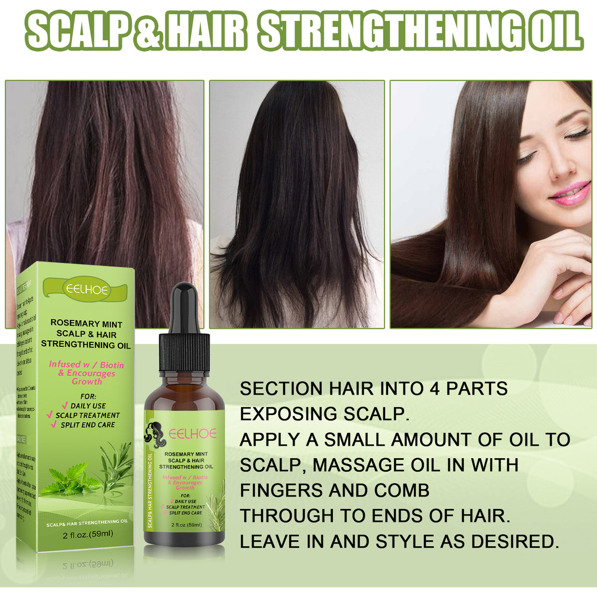 Rosemary Mint Hair Growth Oil for Scalp Massage and Nourishment - 59ml