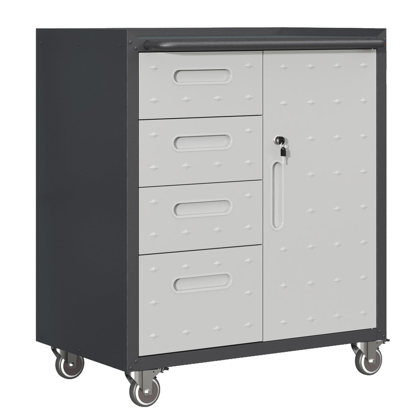 Sturdy Metal Tool Storage Cabinet With Wheels - For Garage, Office,