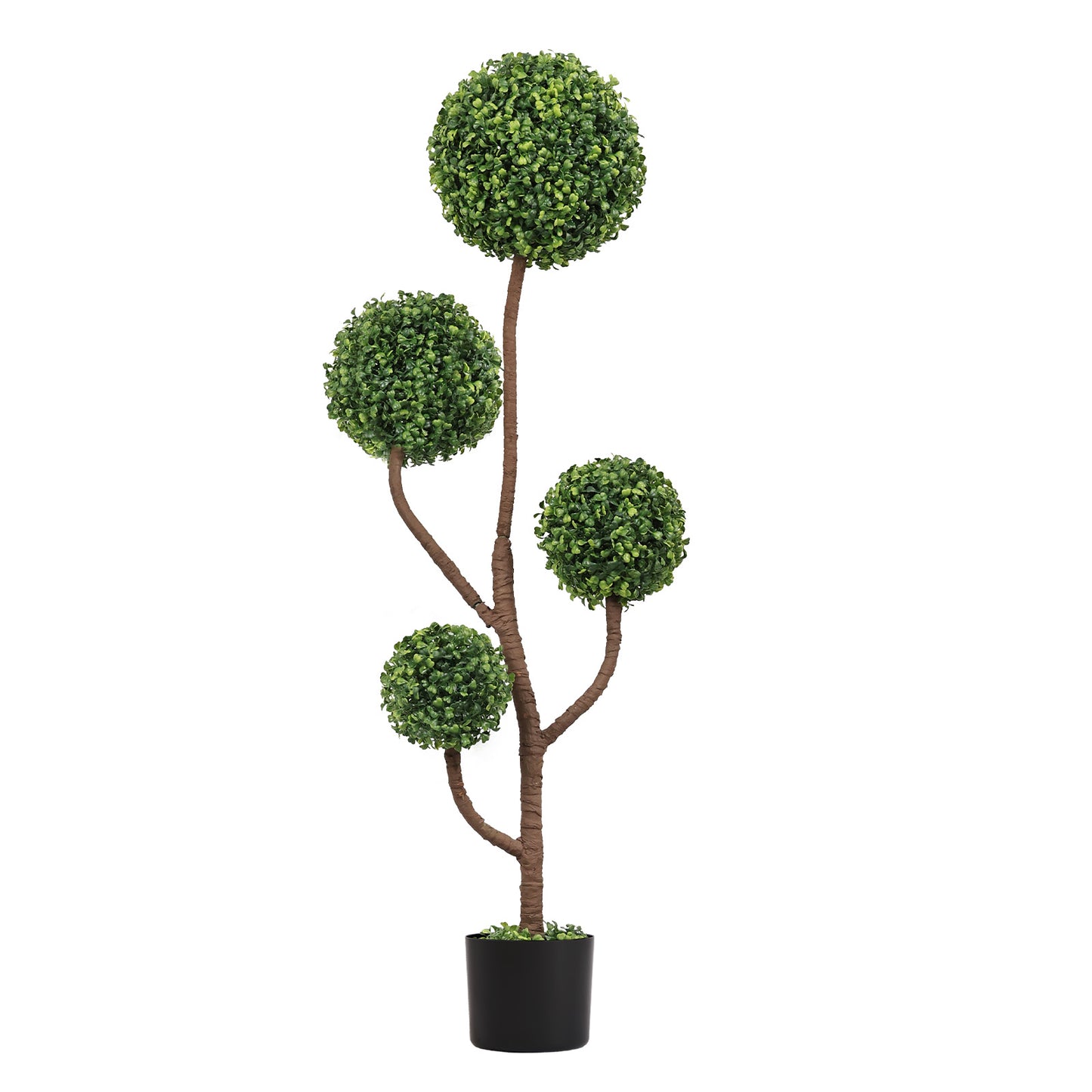 4FT Tall Artificial Boxwood Topiary Tree - Faux Green Plant