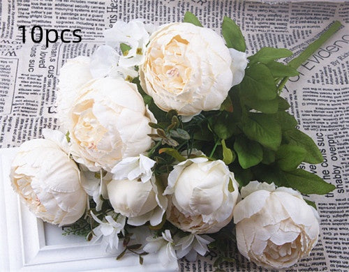 Artificial Peony Flowers Set - Decorative Silk Flowers for Home & Garden