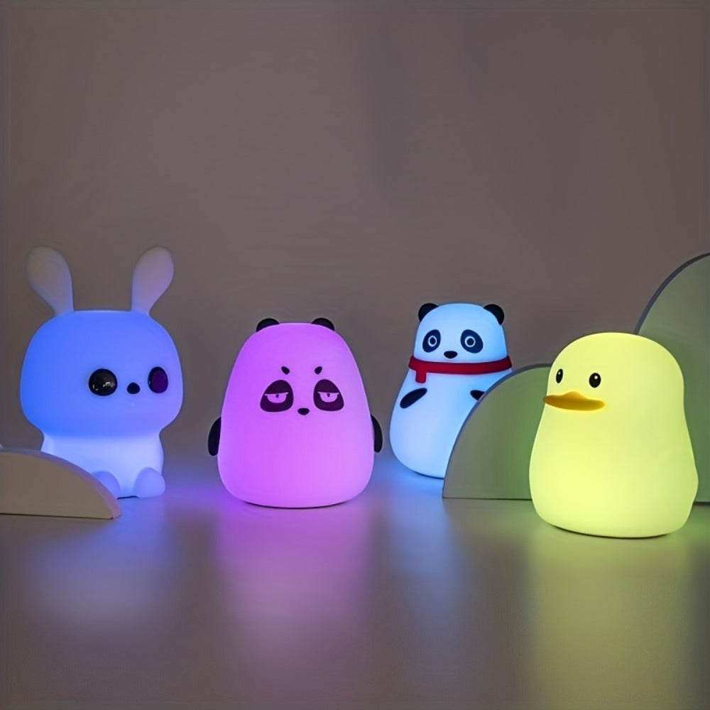 Cute Rainbow LED Night Light Silicone Touch Control USB Rechargeable Kids Gift